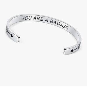 Silver Inspirational Cuff Bracelet
